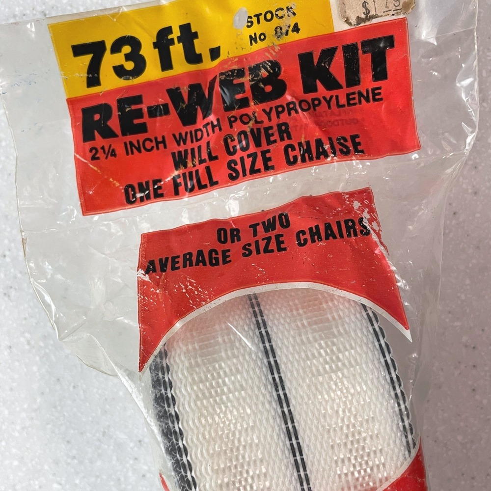Paradise Vintage Lawn Chair Re-Web Kit 73ft White Polypropylene Webbing 2.25in